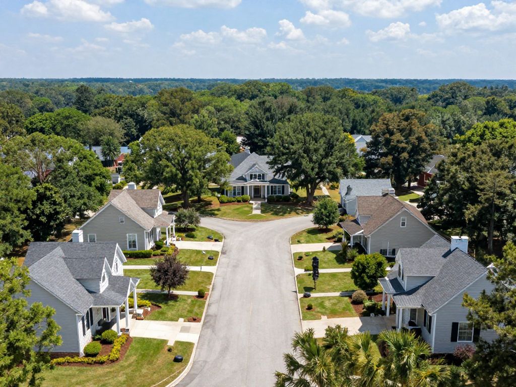 A tranquil Milton, Georgia neighborhood during a missing person search.