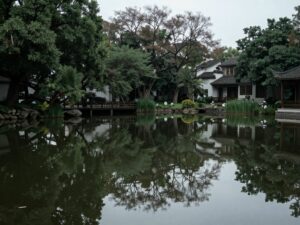 Pond in Milton, Georgia reflecting trees