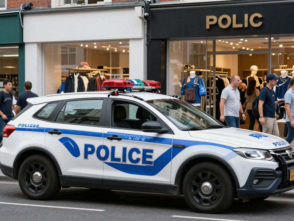 Police vehicle outside Victoria's Secret store at Atlantic Station