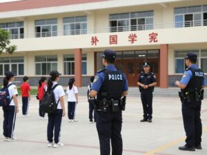 Police outside Palmetto Elementary School after a shooting incident.