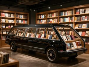 Interior view of The Grim Reader, Atlanta's hearse bookstore