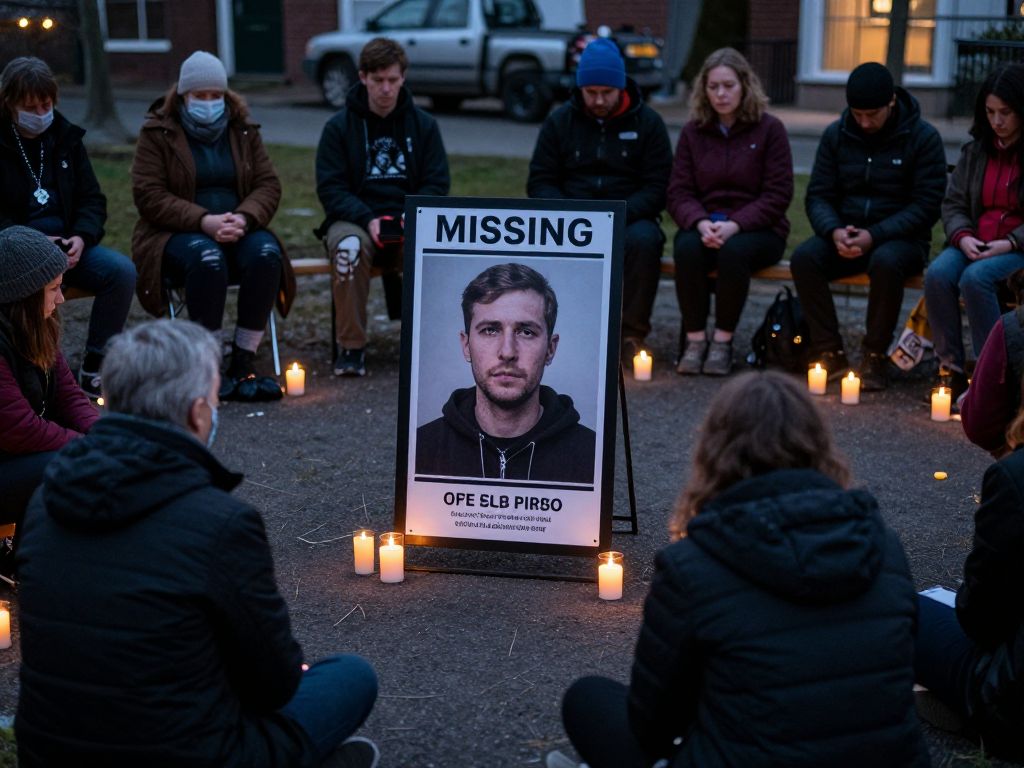 Vigil for missing veteran with candles and community support