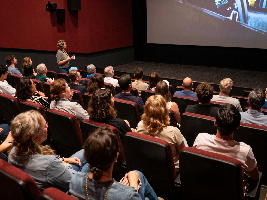 Community members engaged in film discussion at WABE Cinema Social
