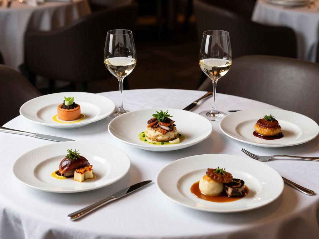 An upscale dining setup in Atlanta showcasing gourmet dishes.