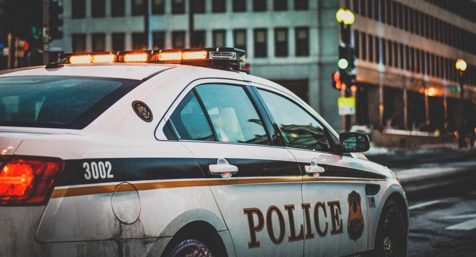 Police patrol car parked on a city street
