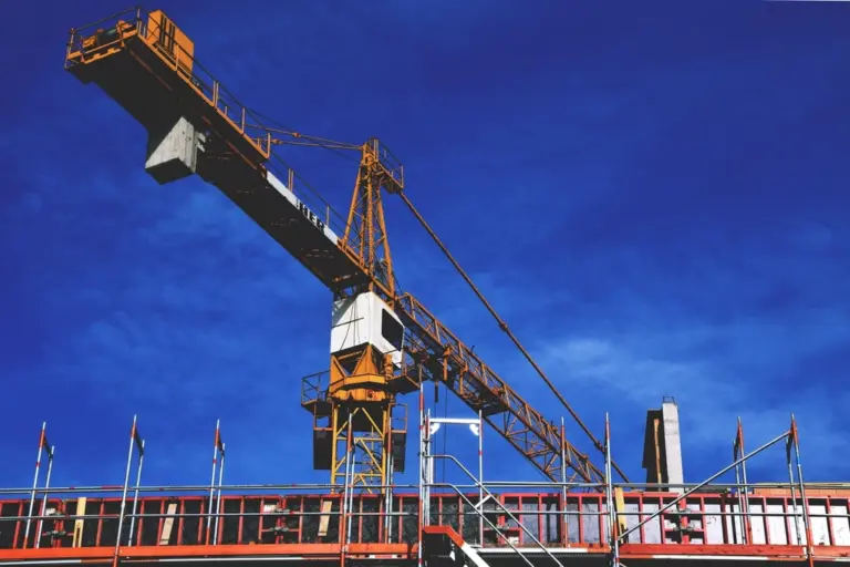 Construction crane over a building site