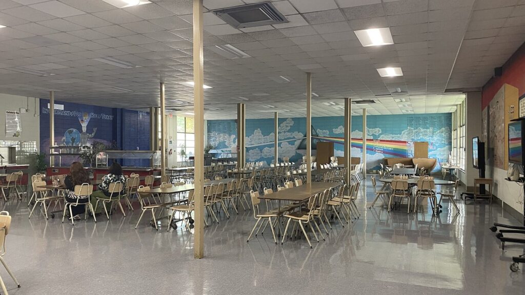 Empty school cafeteria