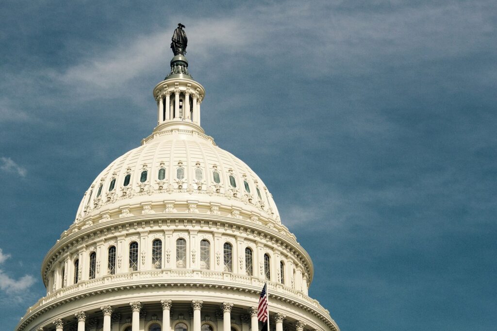U.S. Capitol dome with an American flag