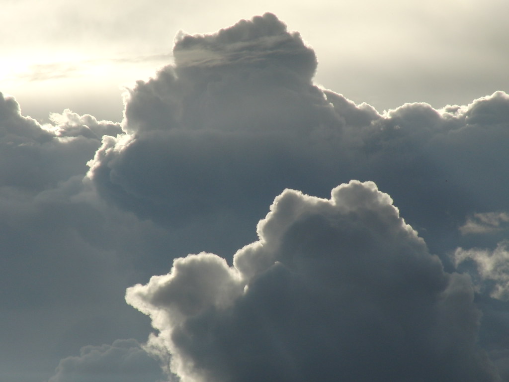 Gray clouds building across the sky