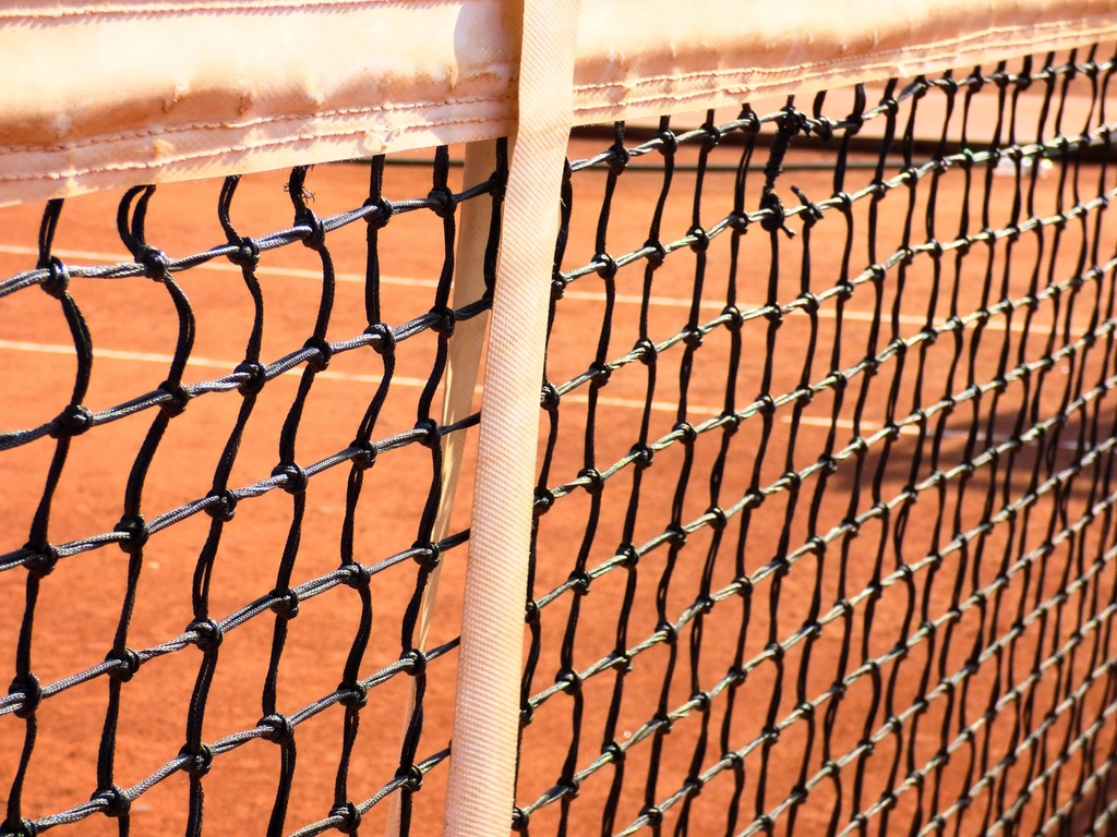Tennis net on a court