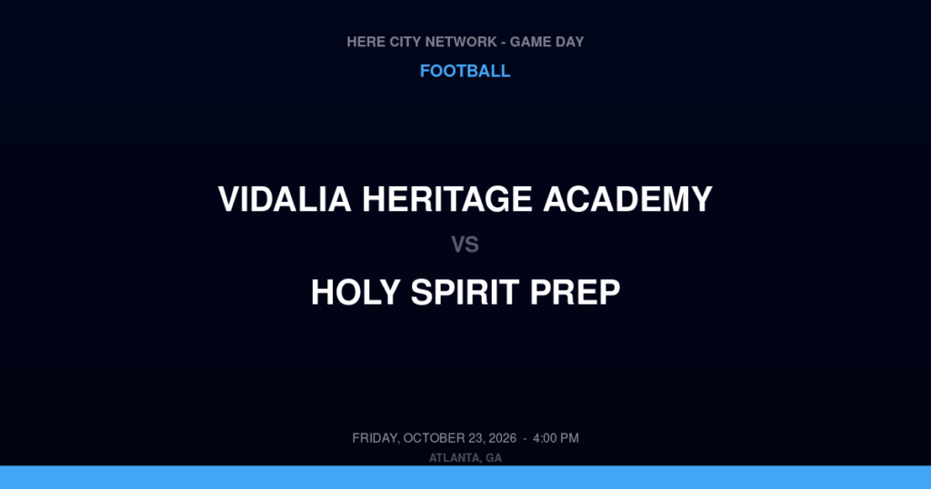 Vidalia Heritage Academy vs. Holy Spirit Prep — Football Game Day — Atlanta, GA — Oct 23, 2026